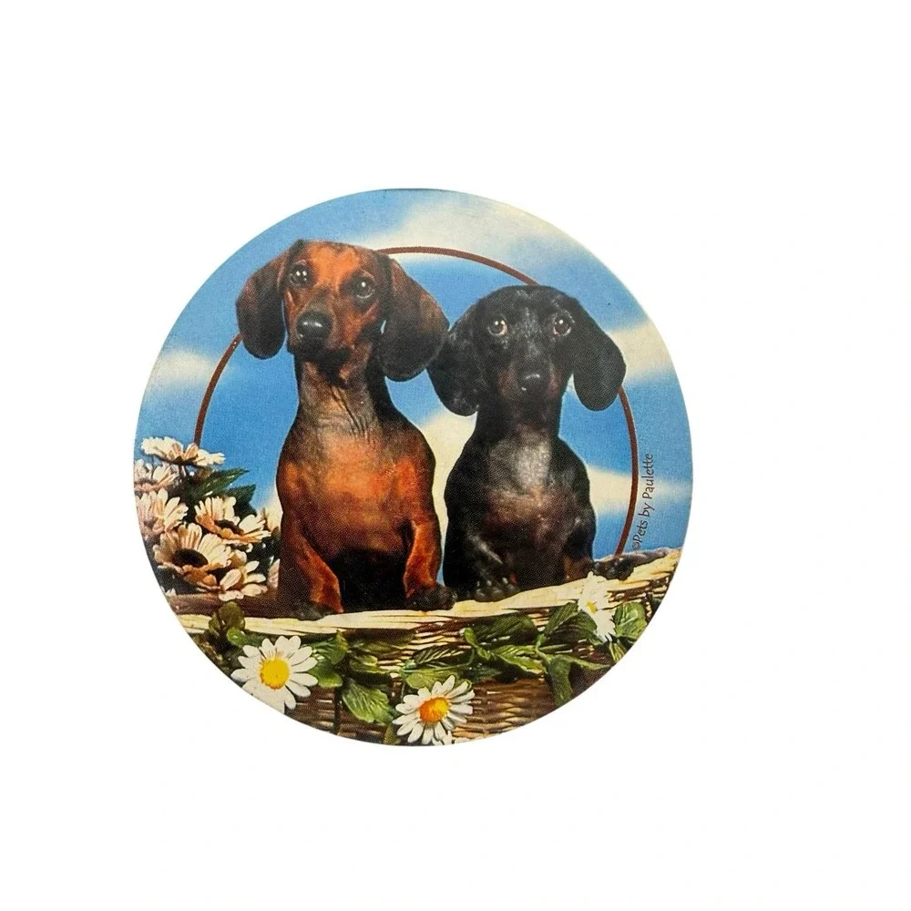4 Dachshund Dog Brown Black Puppy Stone Art Coasters Pets by Paulette 4